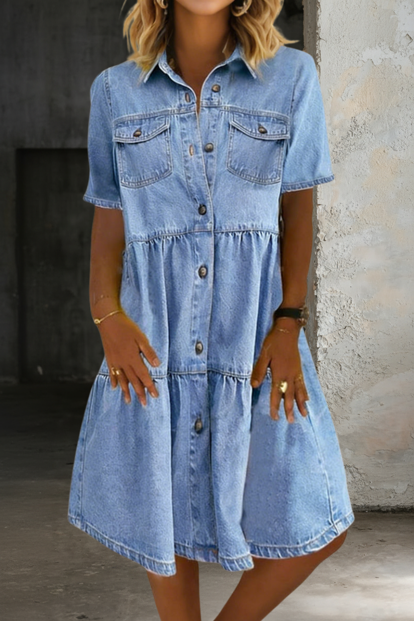 Jillian - Casual Elegante Denim Jurk