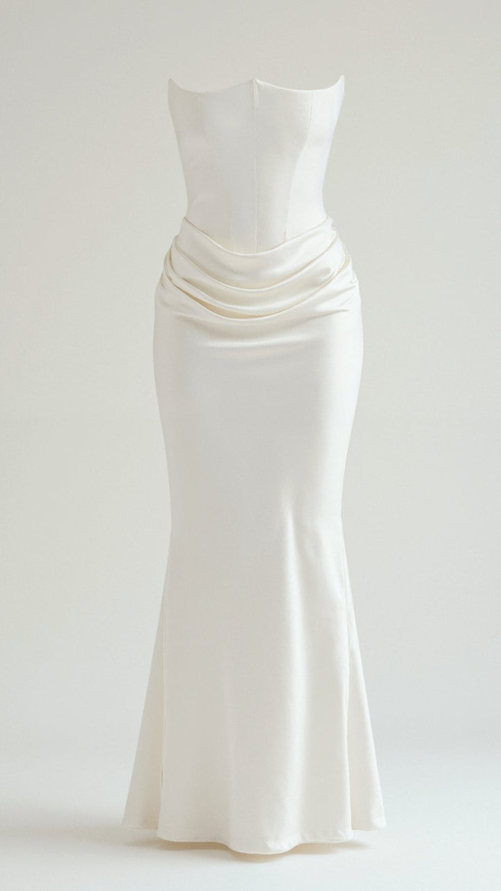 Emily - Lange jurk met corsage
