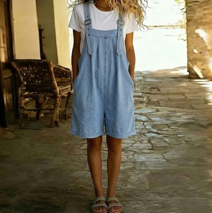 Rachel - Korte Denim Jumpsuit met Zachte Katoenen Touch