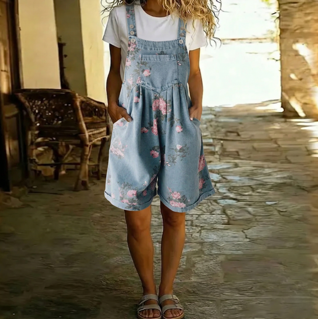 Vanessa - Bloemen Denim Jumpsuit