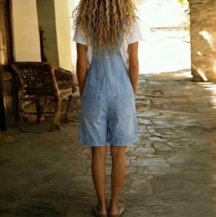 Rachel - Korte Denim Jumpsuit met Zachte Katoenen Touch