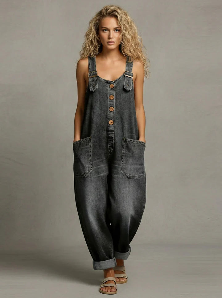 Ashley - Stijlvolle Denim Jumpsuit Met Zakken