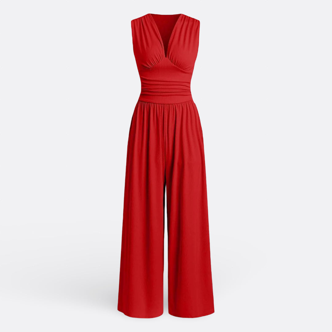 Aaliyah - Chic Mouwloze Jumpsuit met Wijde Benen