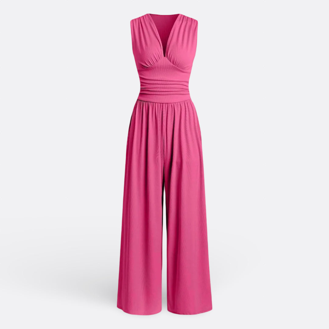 Aaliyah - Chic Mouwloze Jumpsuit met Wijde Benen
