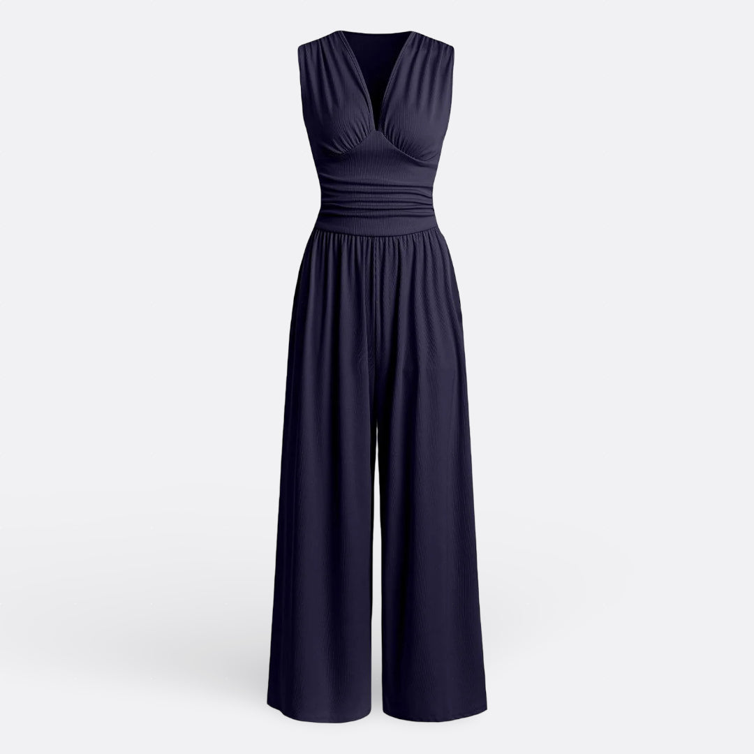 Aaliyah - Chic Mouwloze Jumpsuit met Wijde Benen