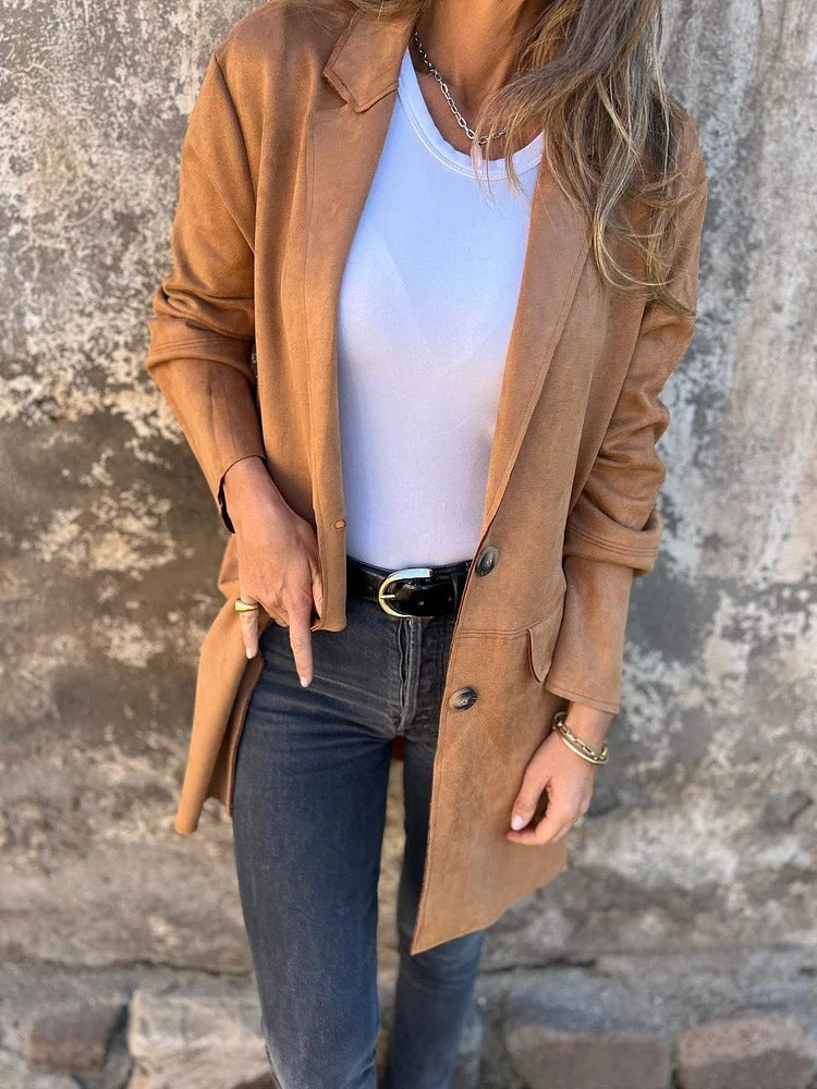 Marley - Lange Suede-Look Jas