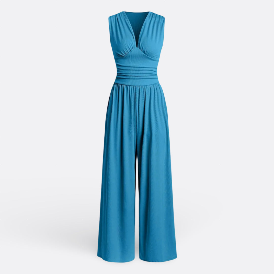 Aaliyah - Chic Mouwloze Jumpsuit met Wijde Benen
