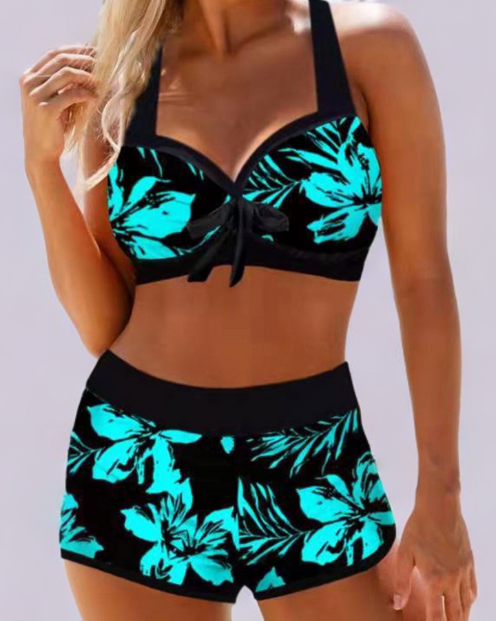 Erica - Hoge Taille Badpak met Bloemenprint