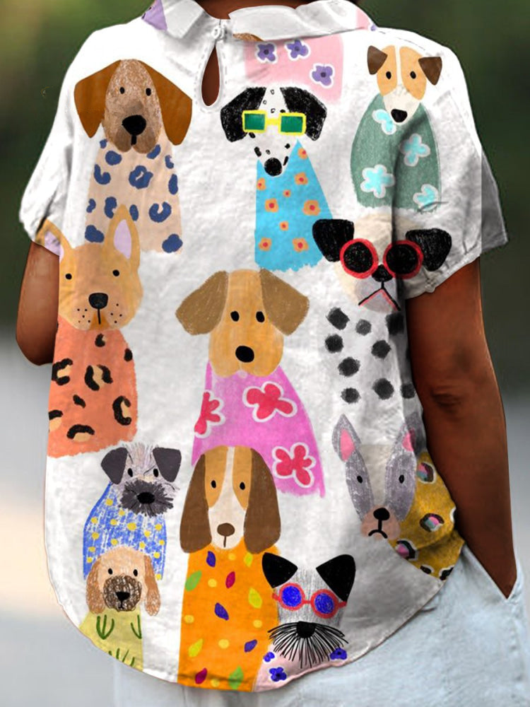 Aubrey - Hondenprint Blouse