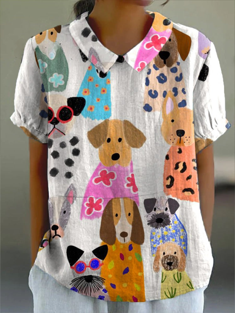 Aubrey - Hondenprint Blouse