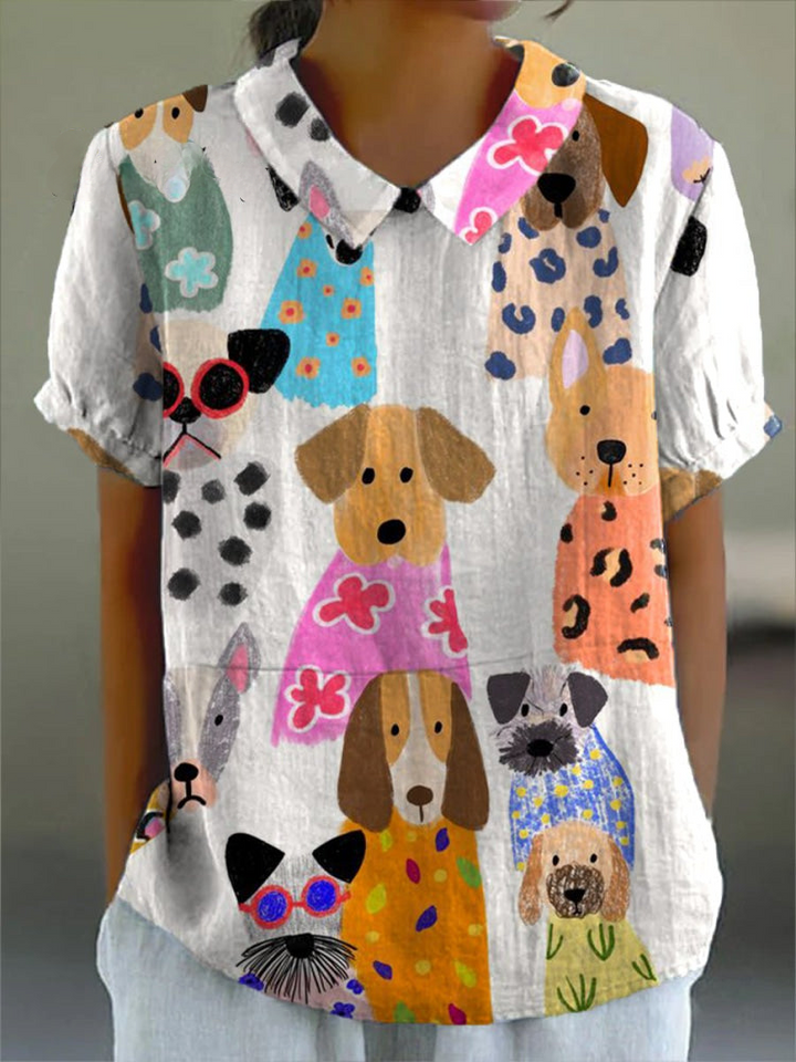 Aubrey - Hondenprint Blouse