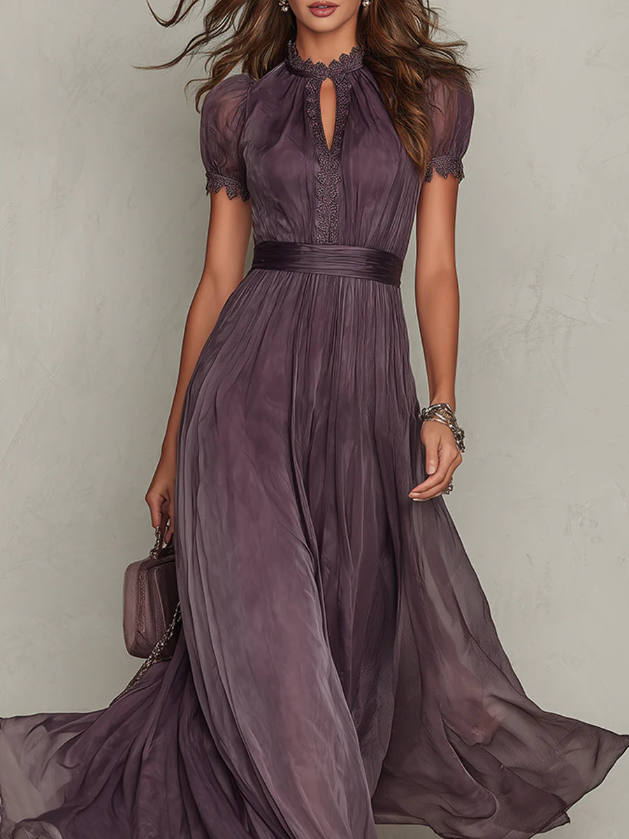 Samantha - Vintage Elegante Chiffon Maxi Jurk