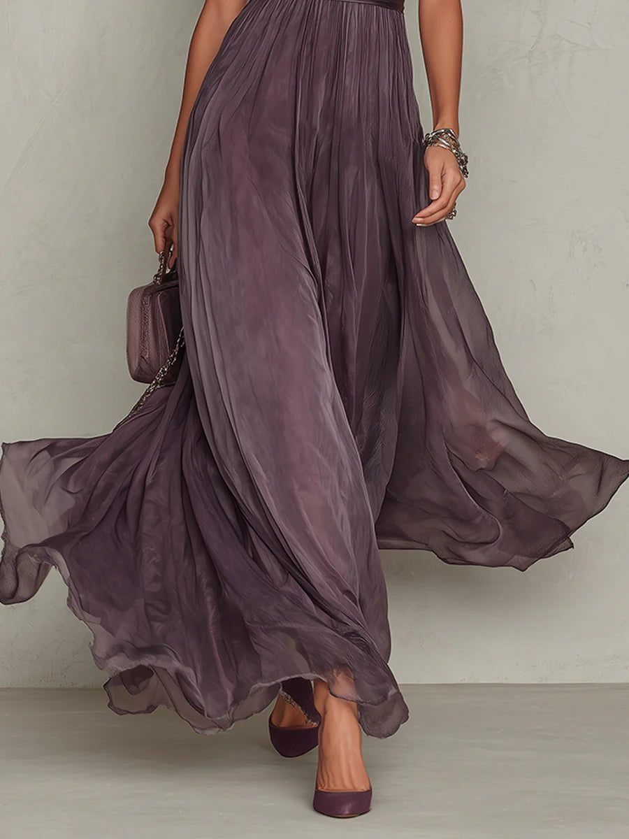 Samantha - Vintage Elegante Chiffon Maxi Jurk