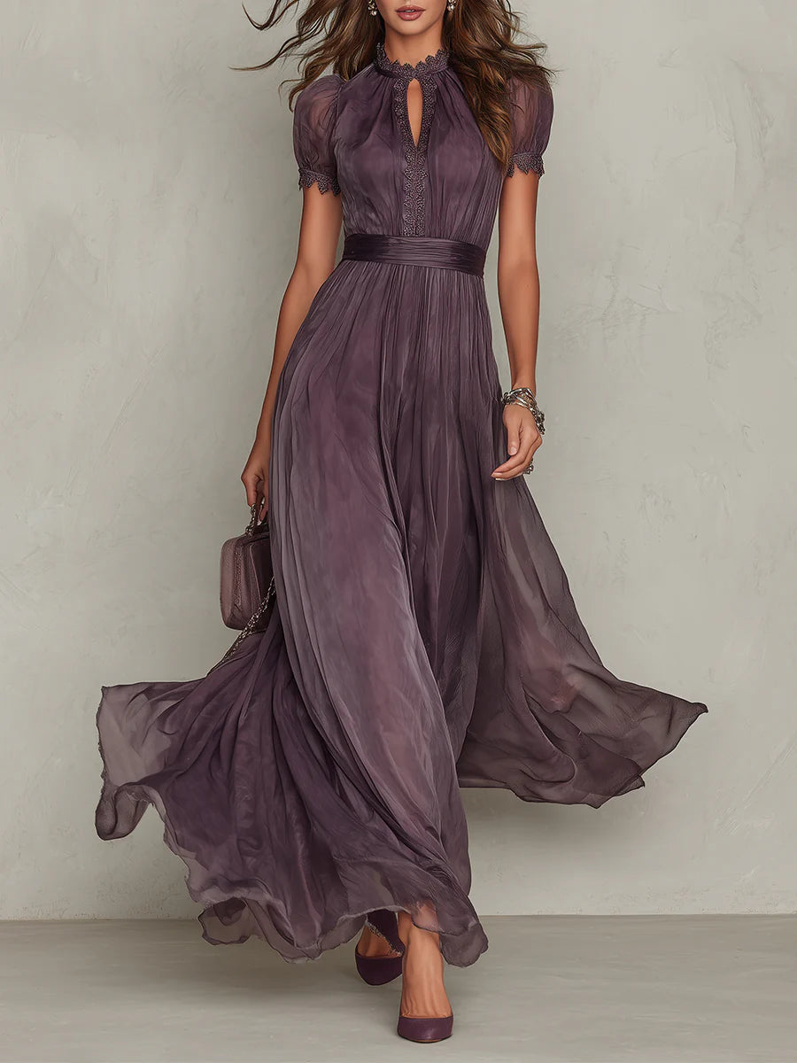 Samantha - Vintage Elegante Chiffon Maxi Jurk