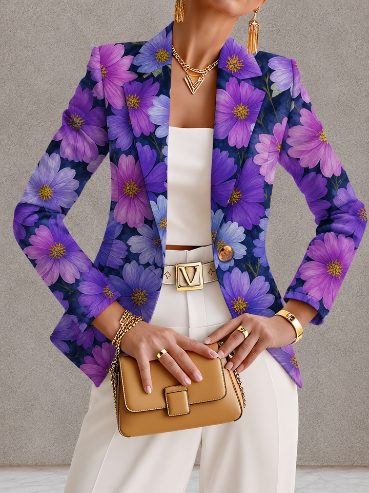 Brooklyn | Dames Paarse Bloemen Blazer