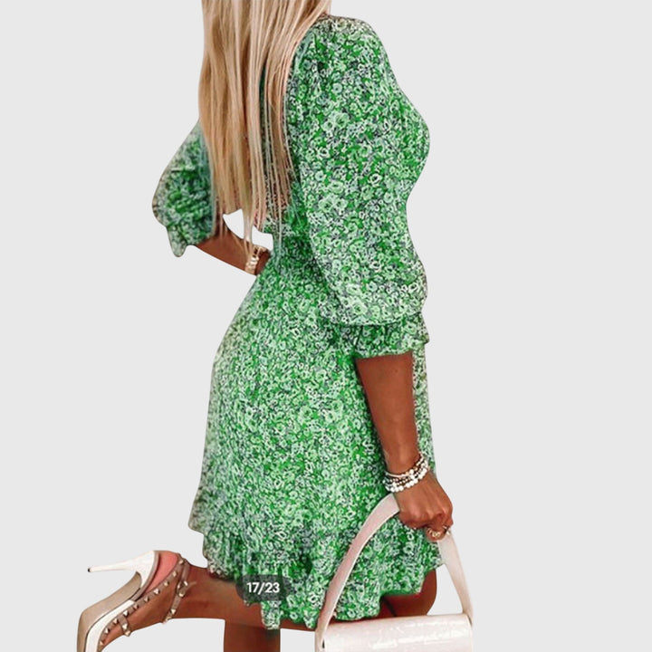 Stephanie - Bloemen Puff Sleeve Jurk