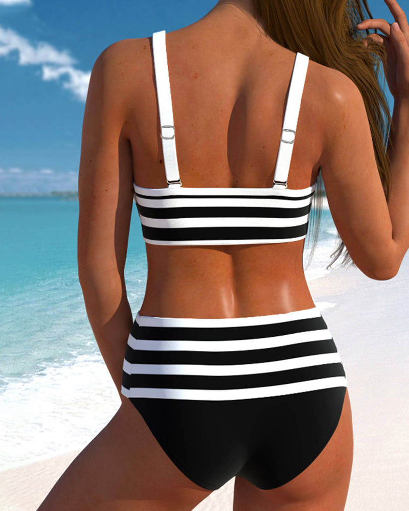 Molly - Hoge Taille Gestreepte Bikini