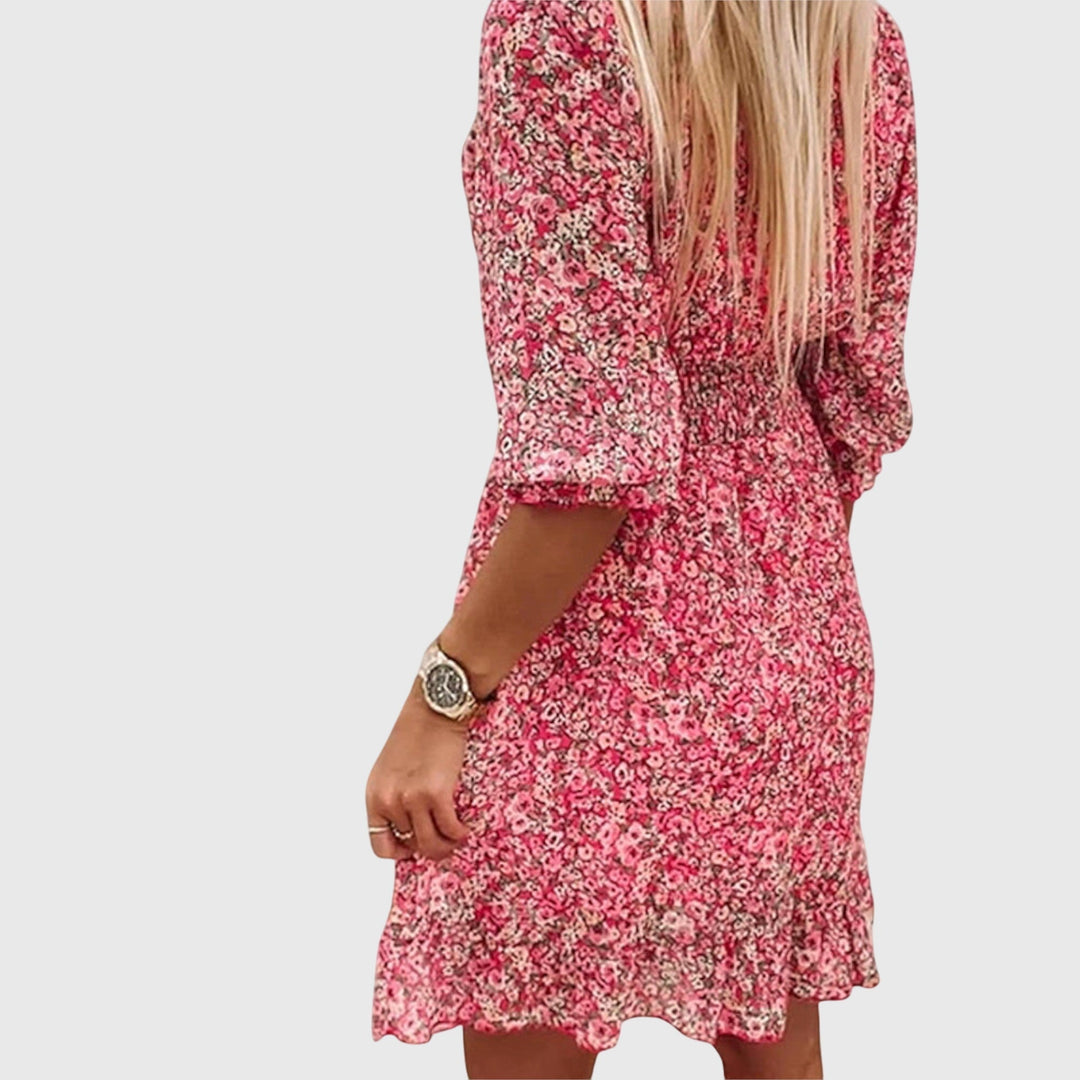Stephanie - Bloemen Puff Sleeve Jurk