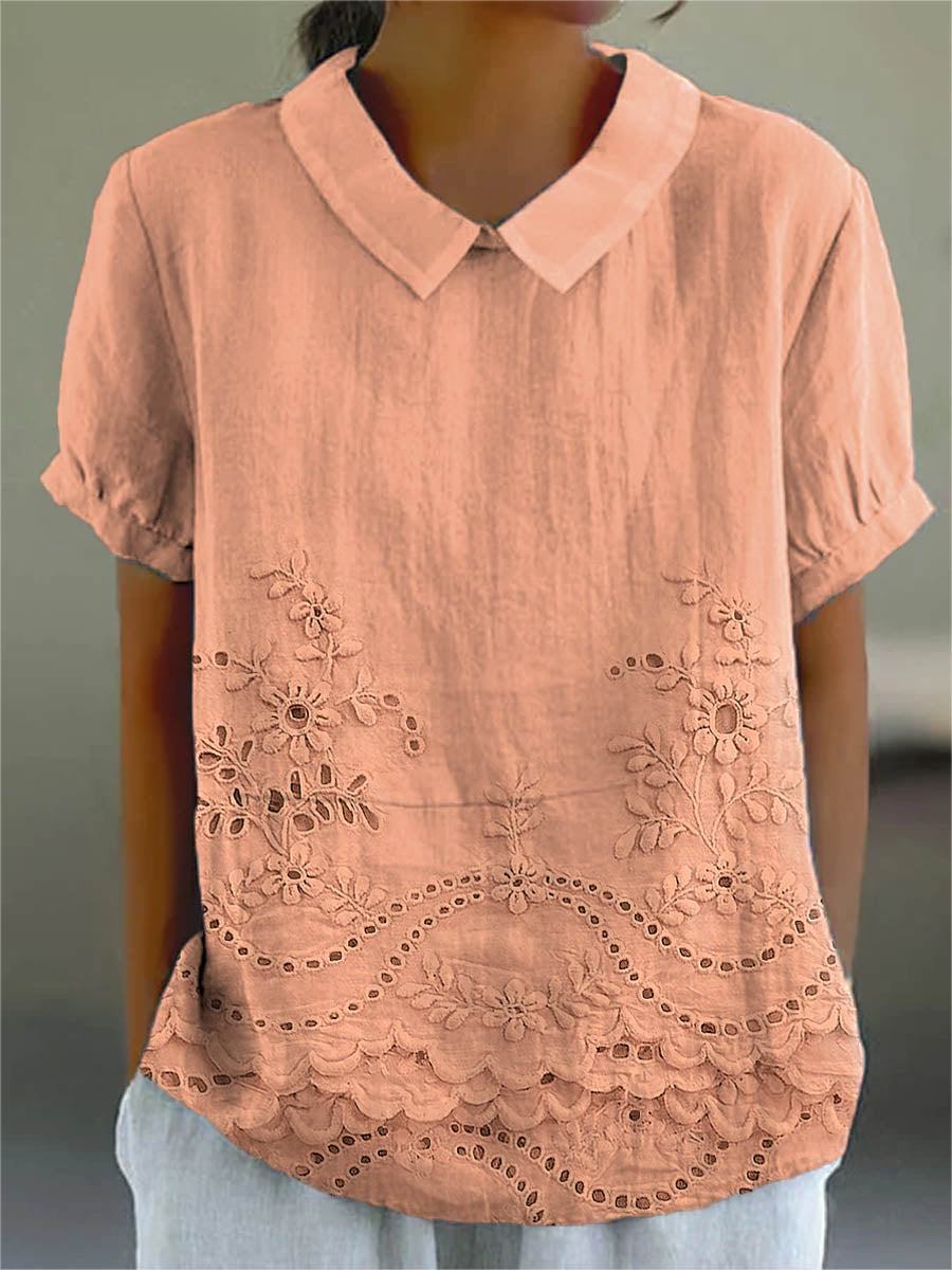 Jade - Geborduurde Bloemenblouse