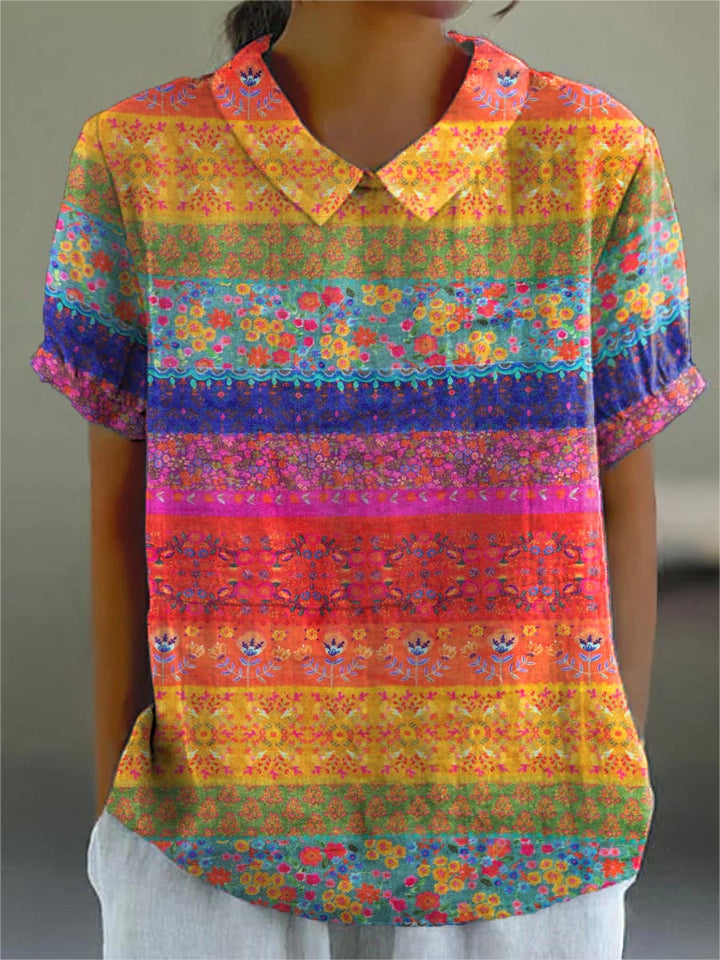 Brooke - Bloemrijke Gestreepte Blouse