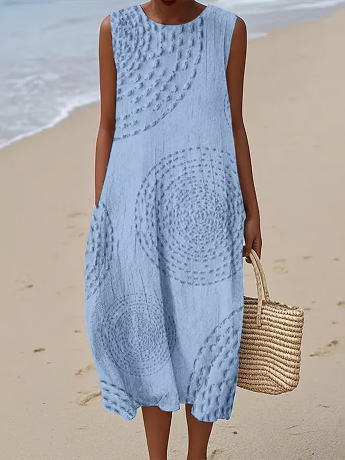 Sadie - Textured Mouwloze Maxi Jurk