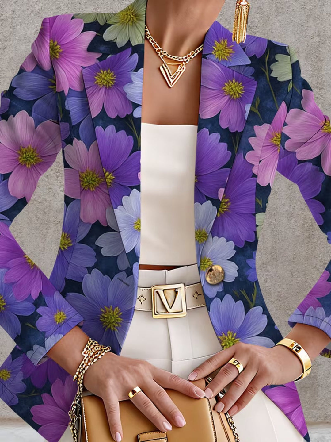 Brooklyn | Dames Paarse Bloemen Blazer