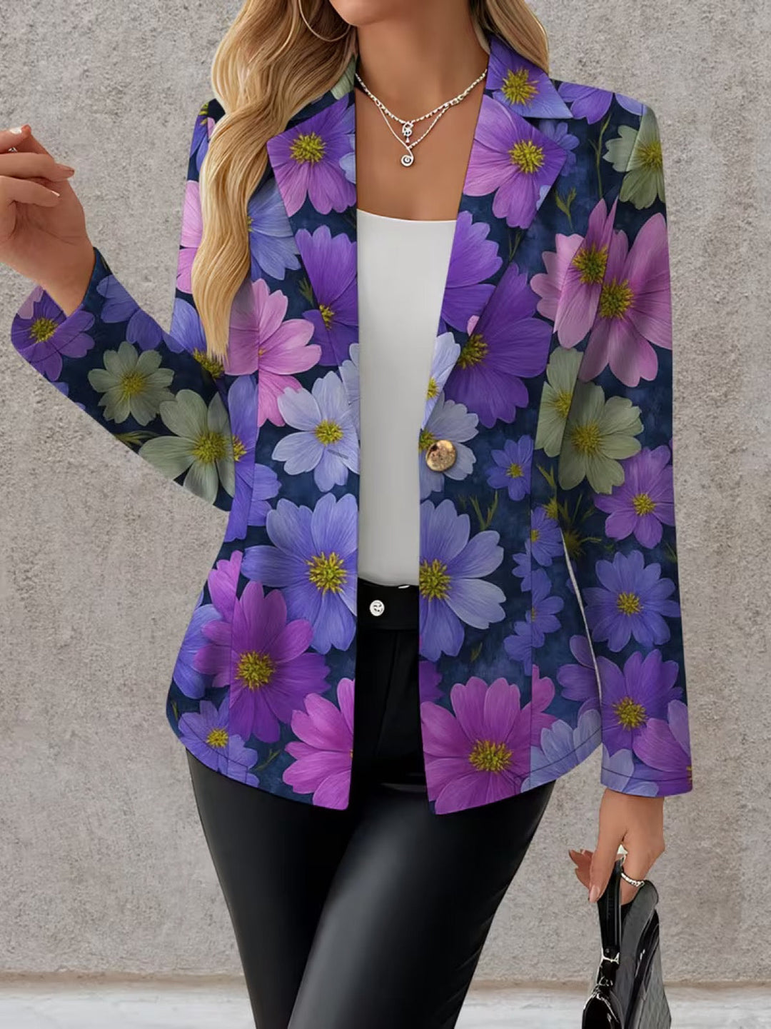 Brooklyn | Dames Paarse Bloemen Blazer