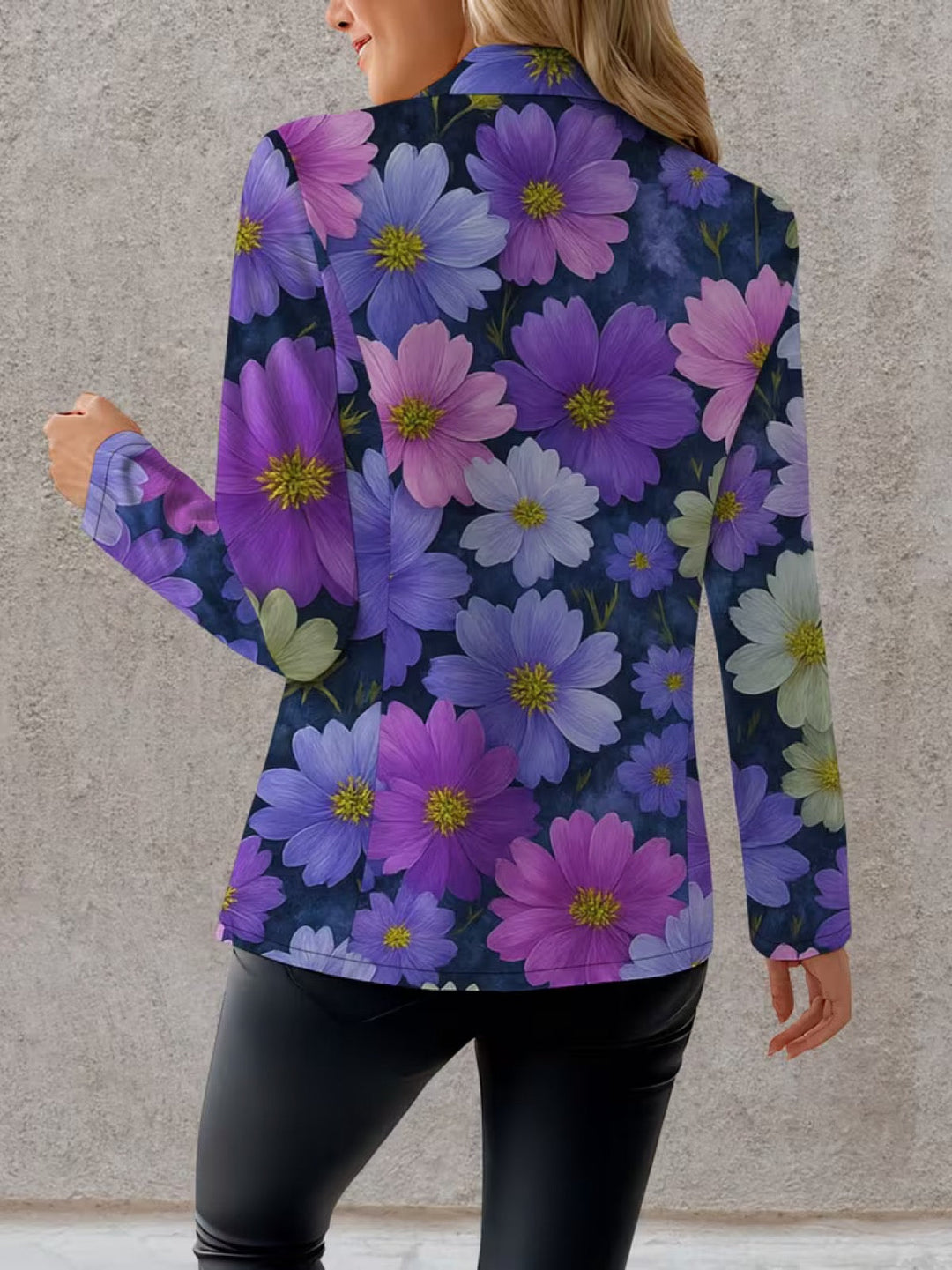Brooklyn | Dames Paarse Bloemen Blazer