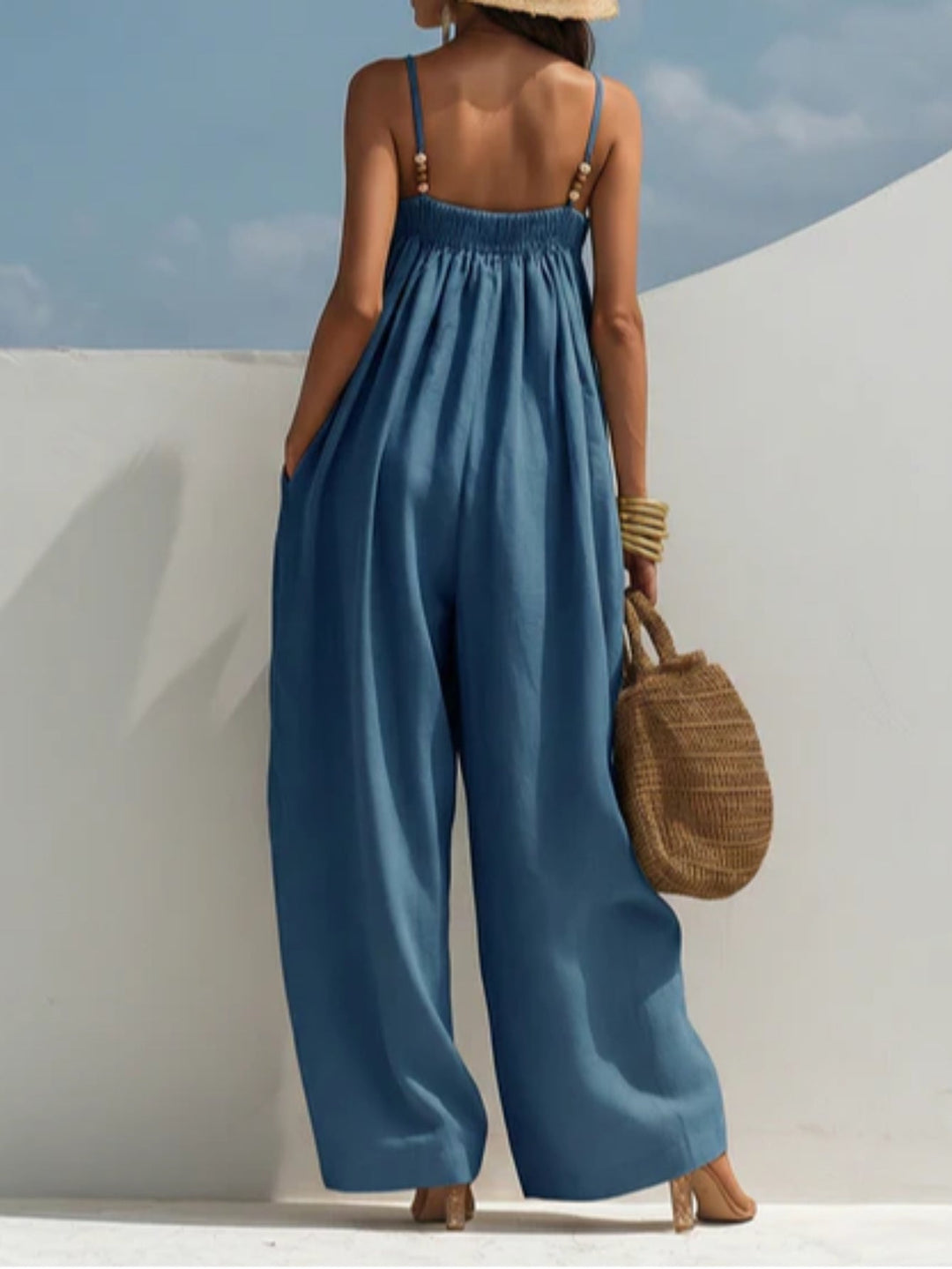 Valentina - Denim Wijde-Pijpen Jumpsuit