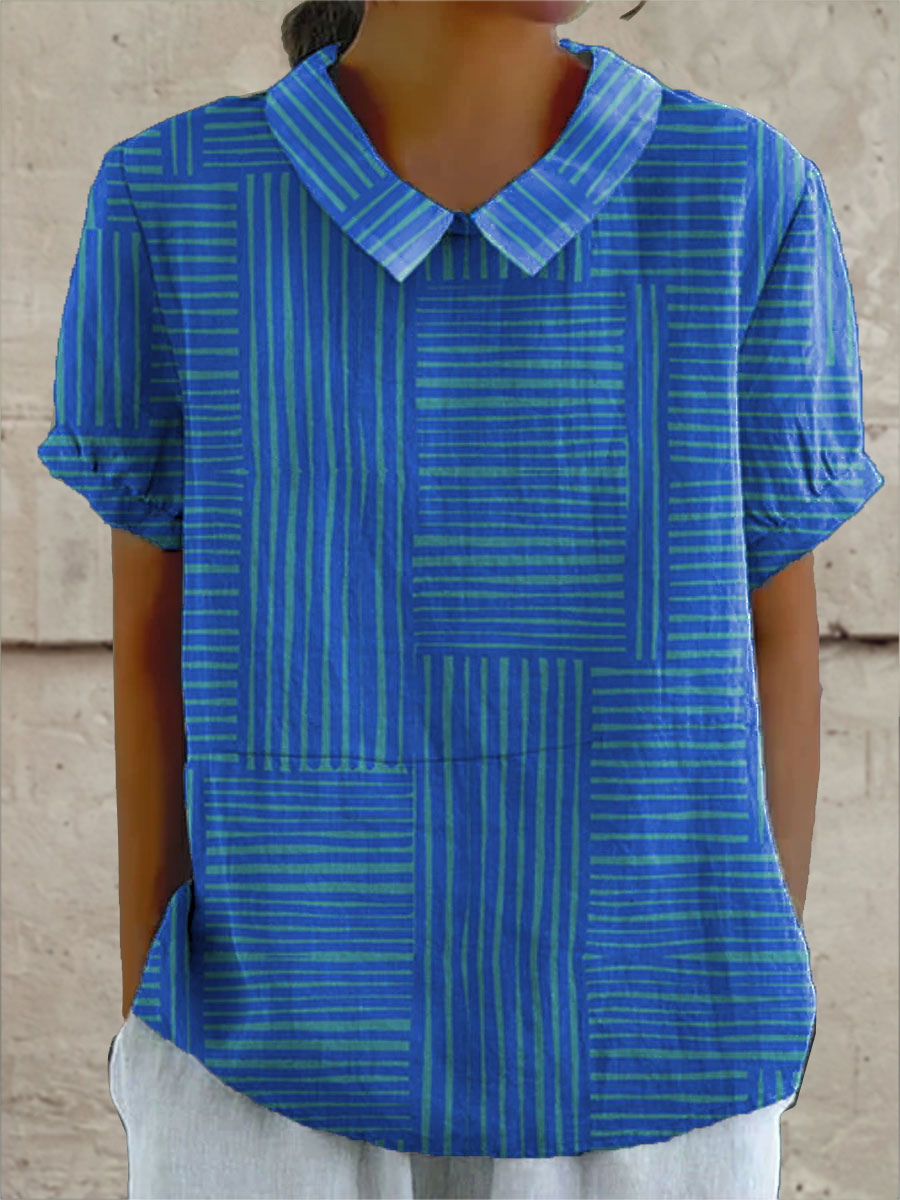 Quinn - Gestreepte Geometrische Blouse