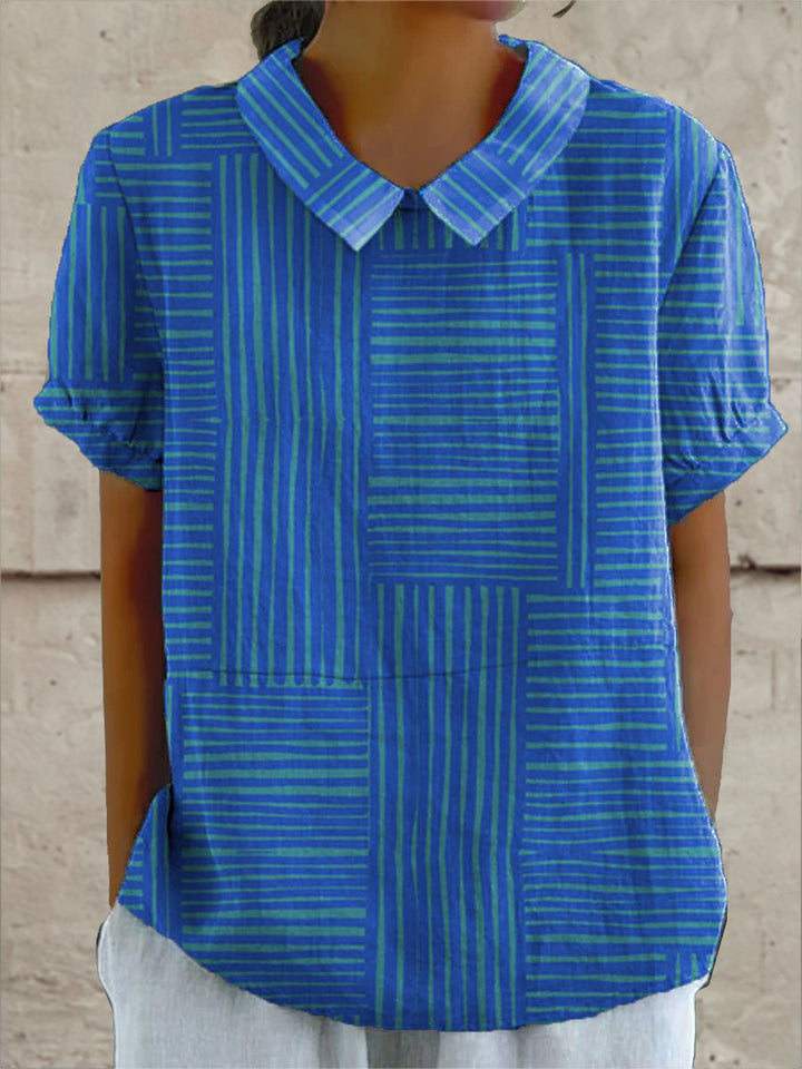 Quinn - Gestreepte Geometrische Blouse