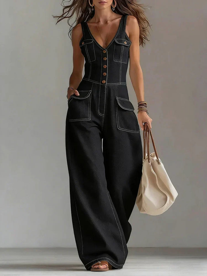 Freya - Casual Denim Wijde Jumpsuit