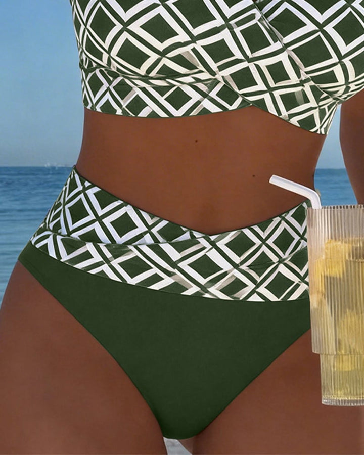 Fiona - Twee-delige bikini met uitgesneden beha en diamanten patroon