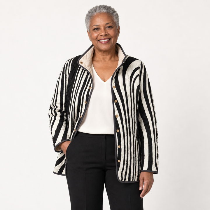 Isla - Casual Gequilt Jacket met Abstract Geometrisch Ontwerp