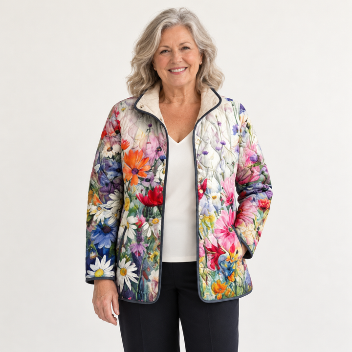 Rachel - Charmante Vintage Bloemenprint Gevoerde Jas