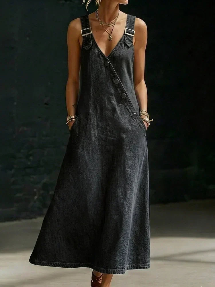 Lena - Lange Denim Knopjurk