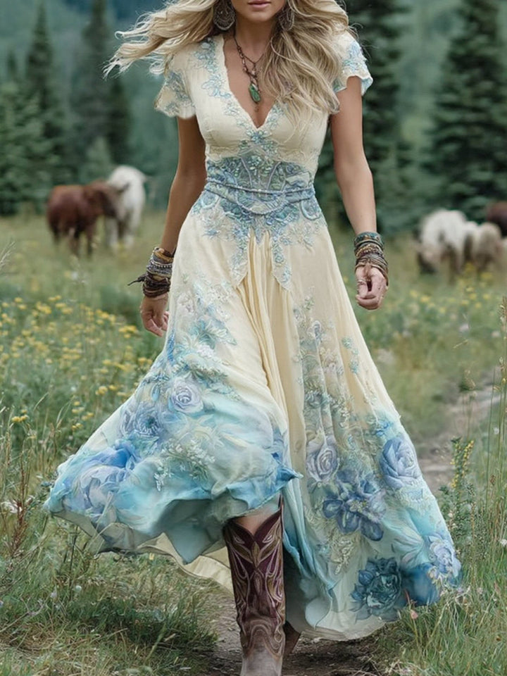 Holly - Korte Maxi Bloemenjurk