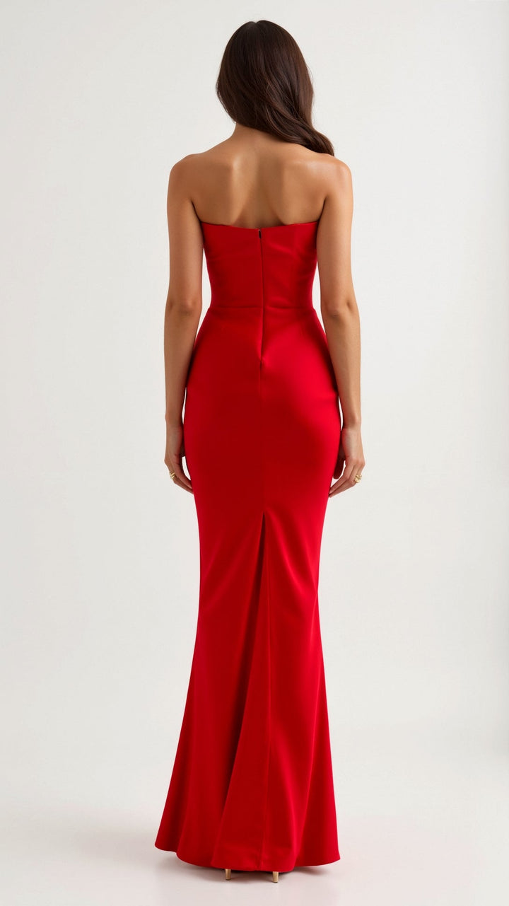 Emily - Lange jurk met corsage