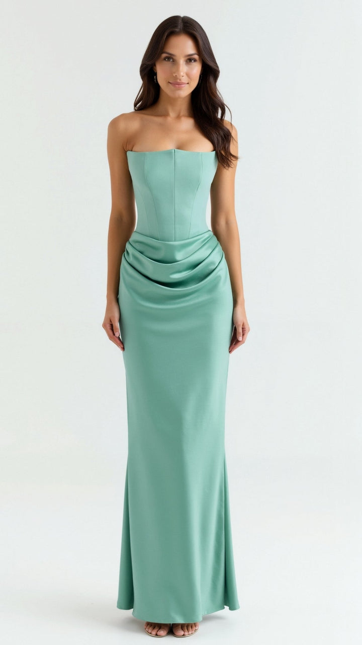 Emily - Lange jurk met corsage