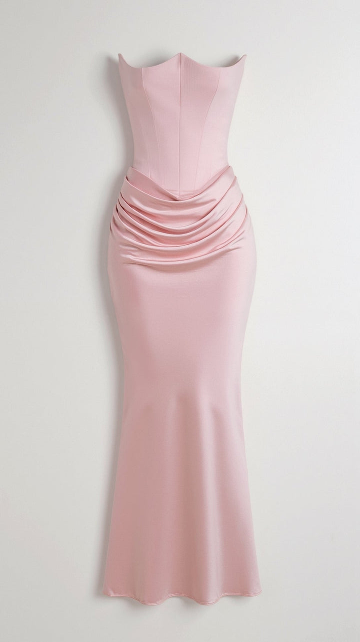 Emily - Lange jurk met corsage