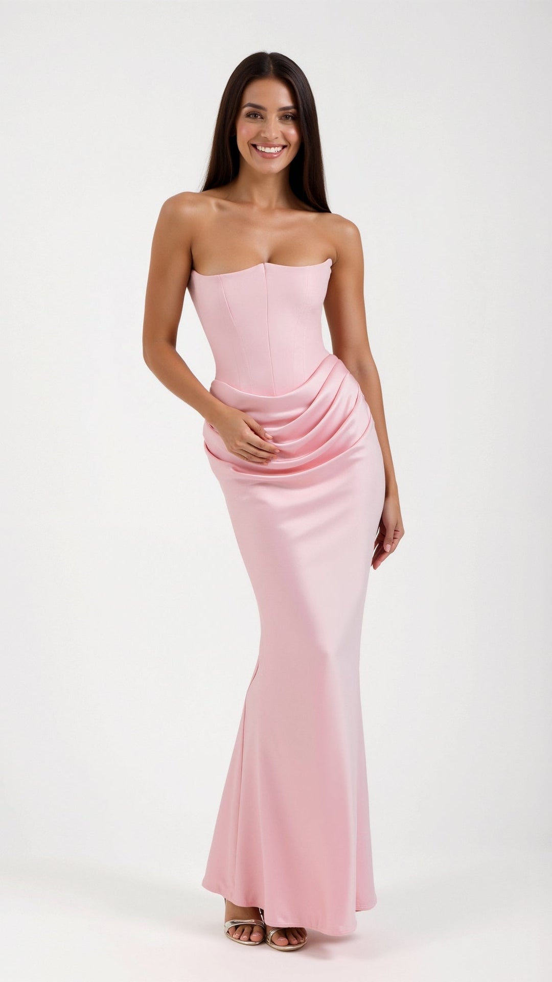 Emily - Lange jurk met corsage