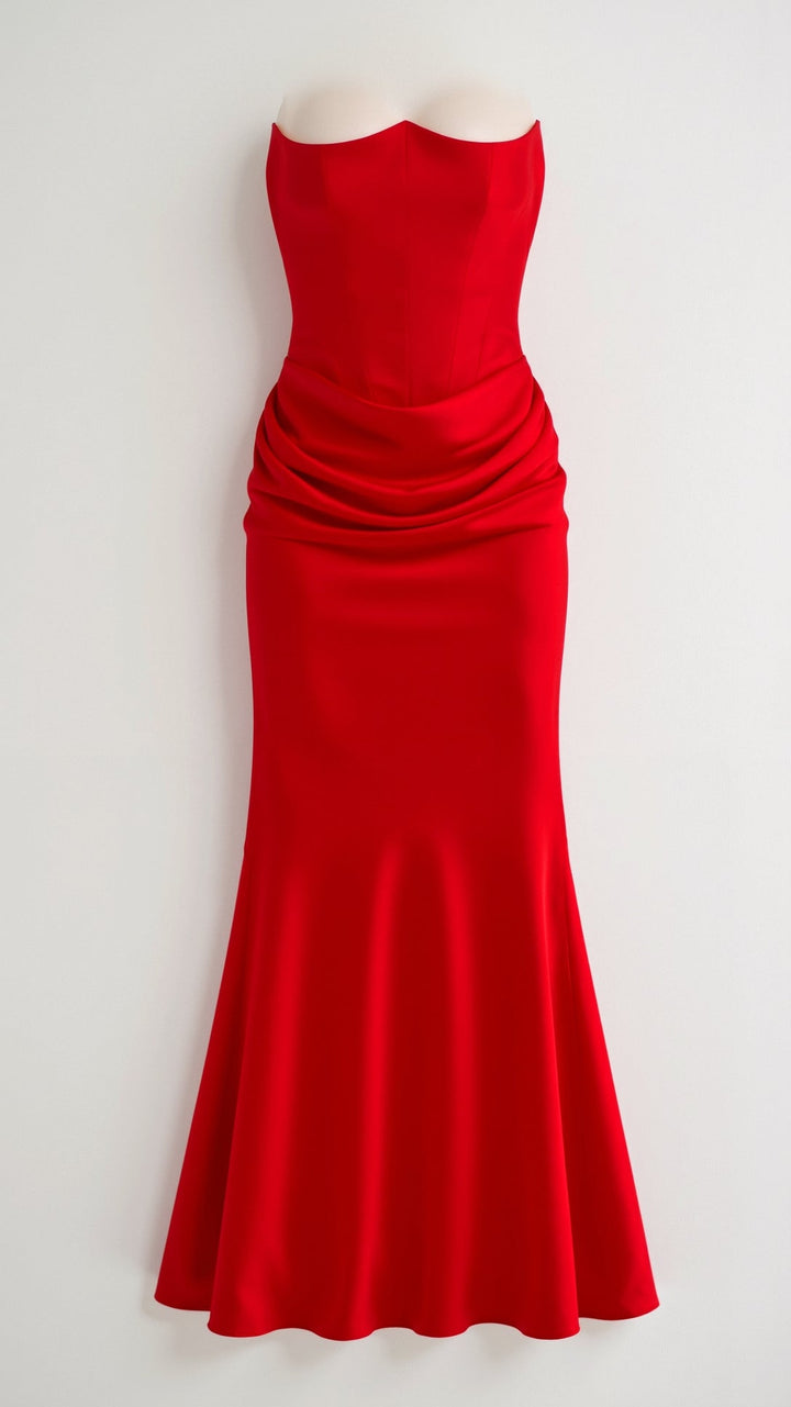 Emily - Lange jurk met corsage