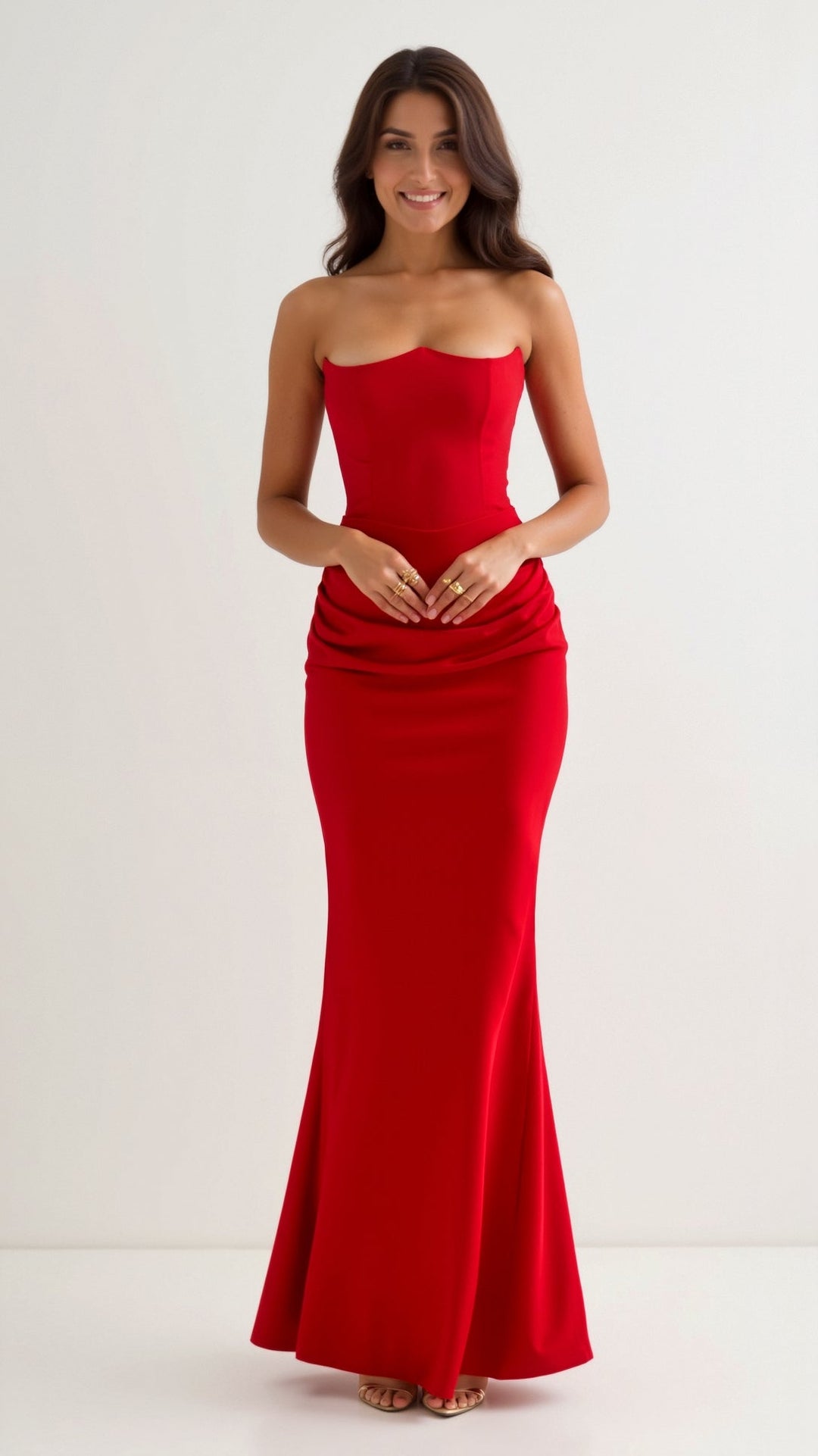 Emily - Lange jurk met corsage