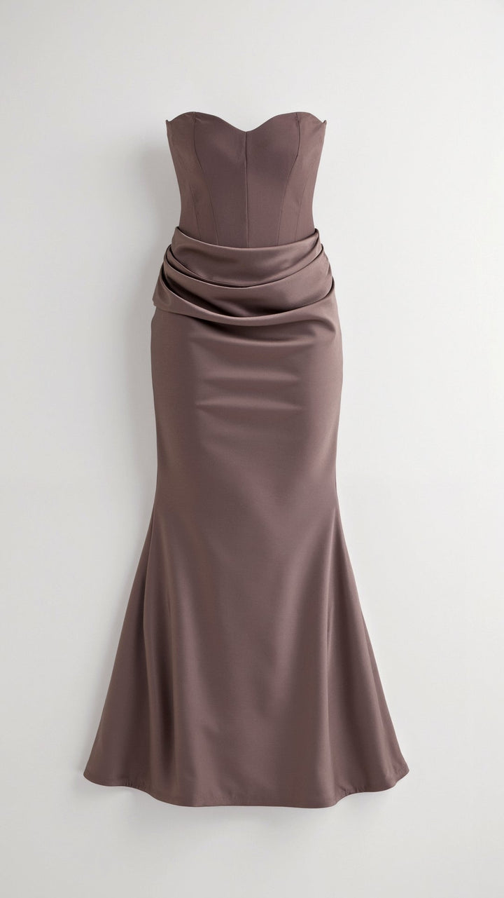 Emily - Lange jurk met corsage