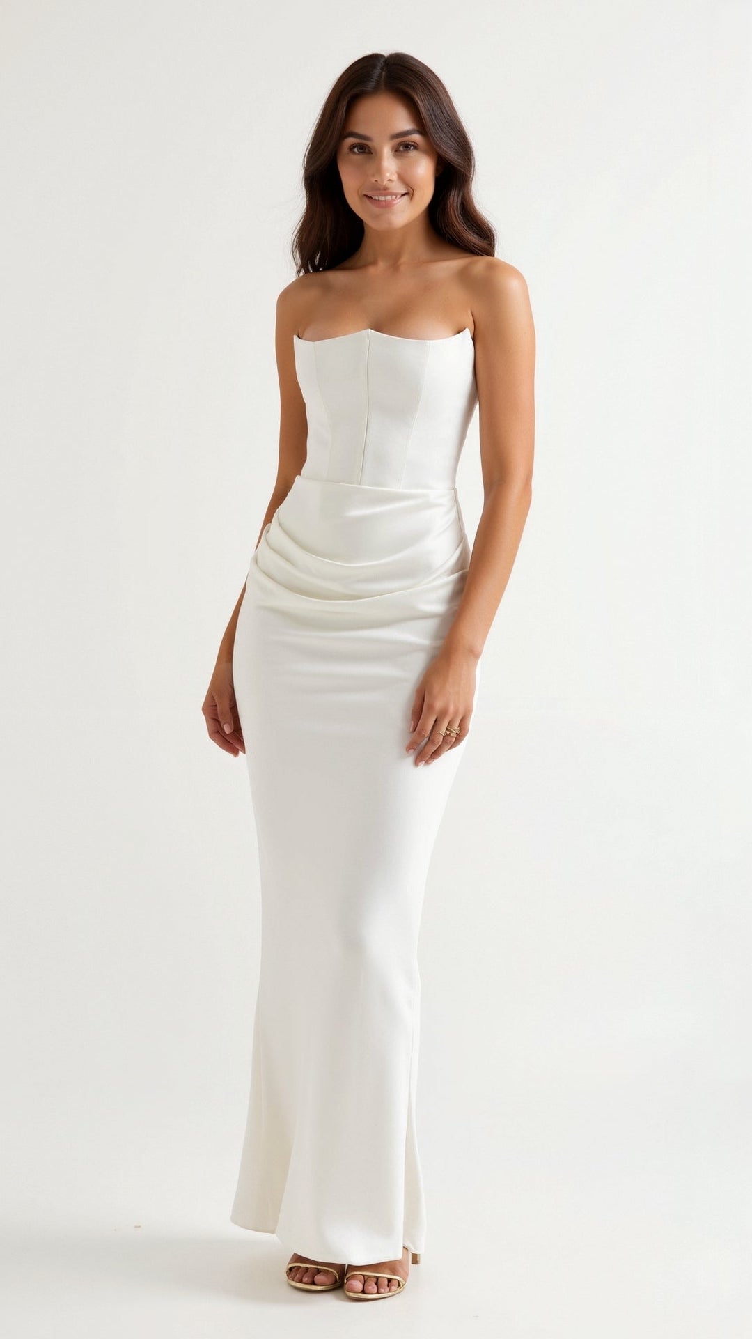 Emily - Lange jurk met corsage