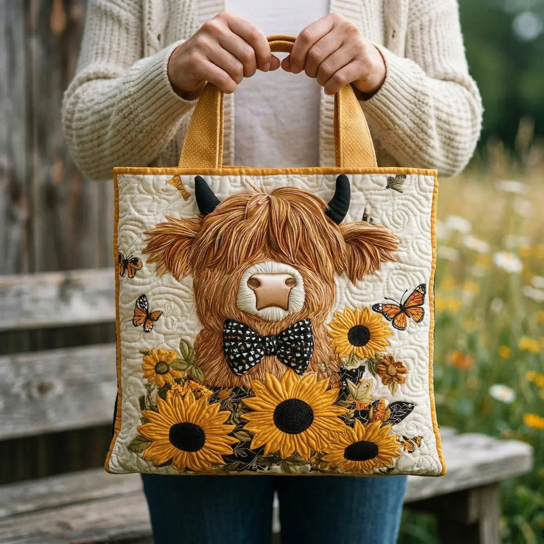 Handgemaakte Melodie - Hoogland Koe met Zonnebloemen
