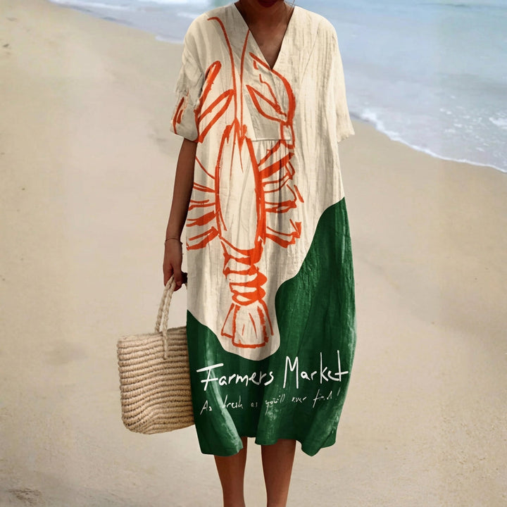 Sadie - Jurk met Grafische Kreeftenprint