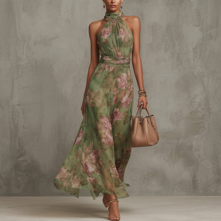 Diana - Lange Bloemen Halterjurk