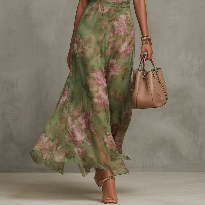Diana - Lange Bloemen Halterjurk