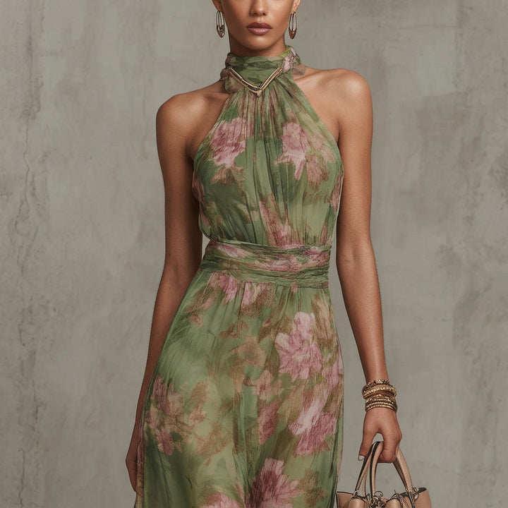 Diana - Lange Bloemen Halterjurk